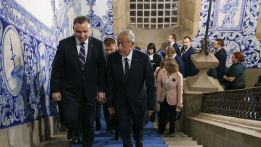 Andrzej Duda with President Marcelo Rebelo de Sousa in Lisbon